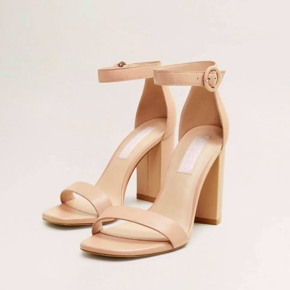 Mango Shoes - Mango nude beige high heeled ankle strap sandals